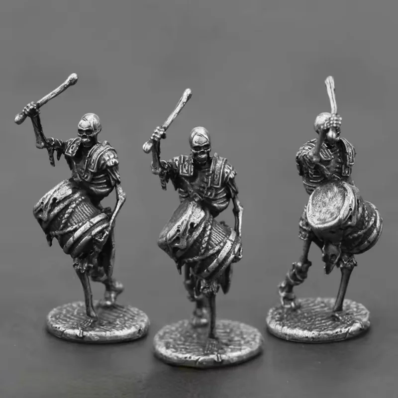 

Ancient Medieval Legion Swordman Undead Skeleton Warrior Action Figures Metal Copper Model Armor Figurine Miniature Ornament Toy