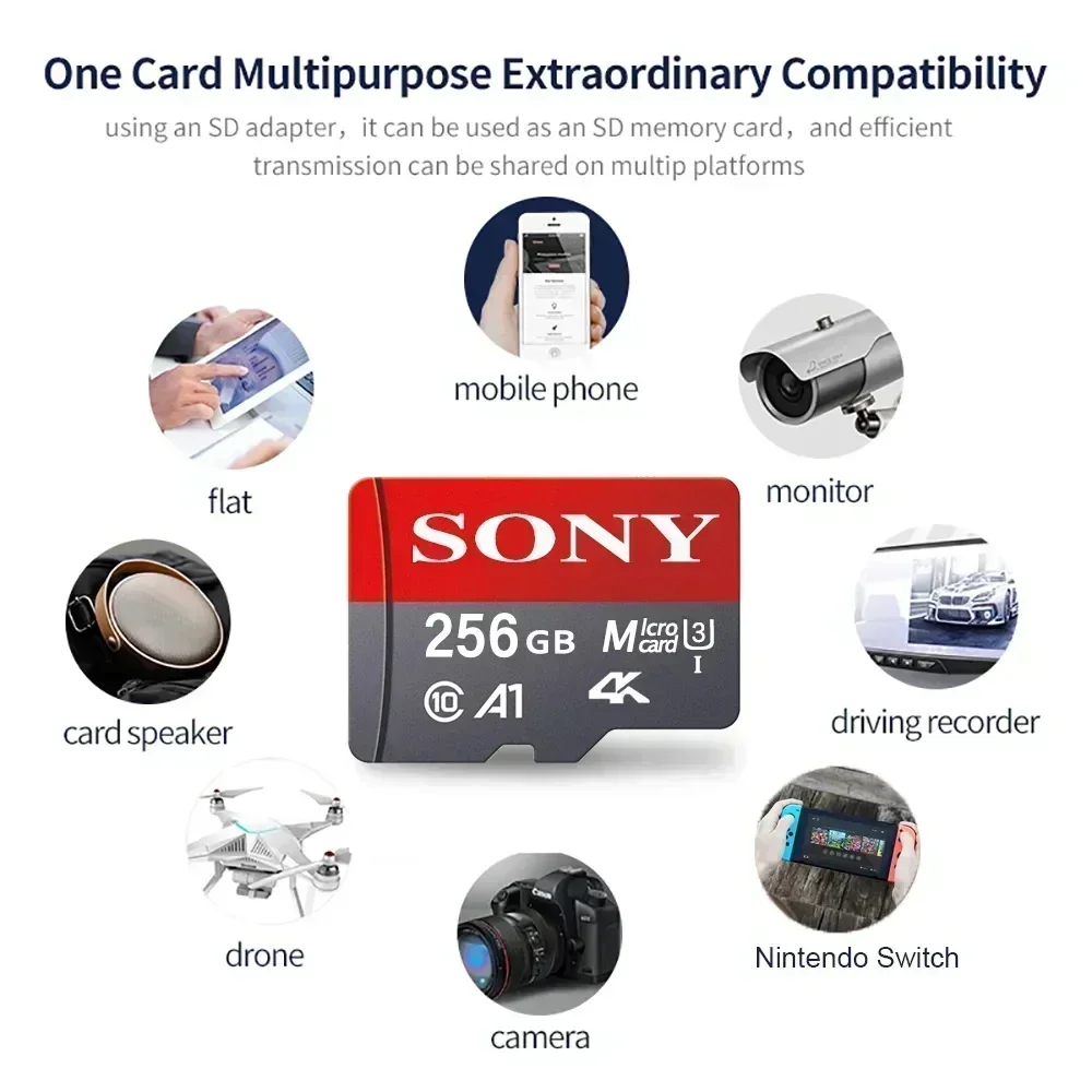 Sony-Carte Micro SD Ultra Flash TF, 4K, 1 To, 512 Go, 256 Go, 128 Go, 128 Go, Carte SD haute vitesse pour téléphone, PC, ordinateur de bureau, Mac