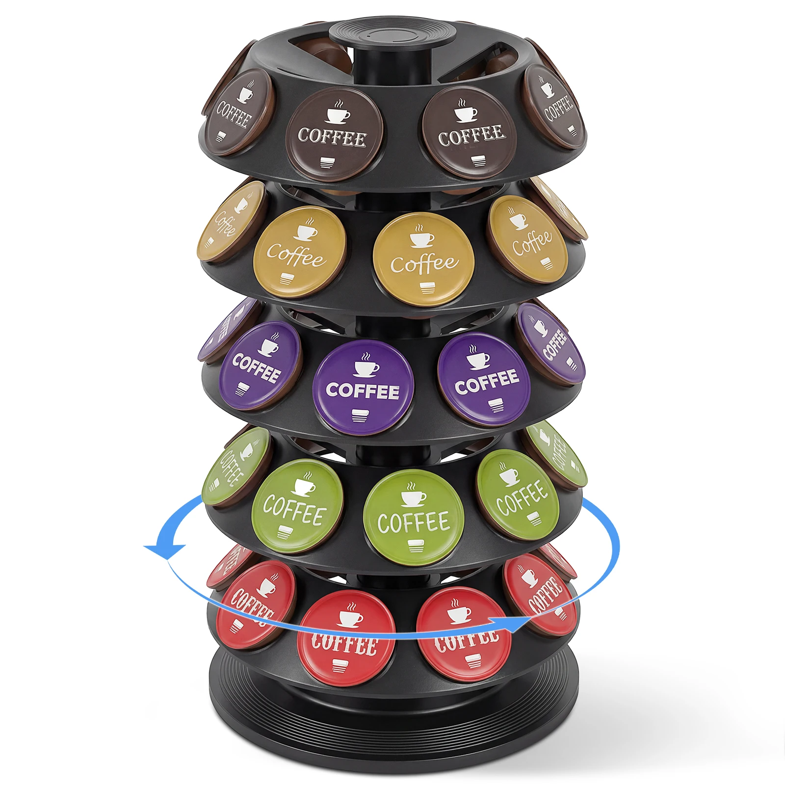 Kaffeepads-Halter 360 °   Drehbarer Kaffeepads-Aufbewahrungsständer Rutschfest 40 Kapseln Kaffeepads-Aufbewahrungsregal für Büro, Zuhause und Küche