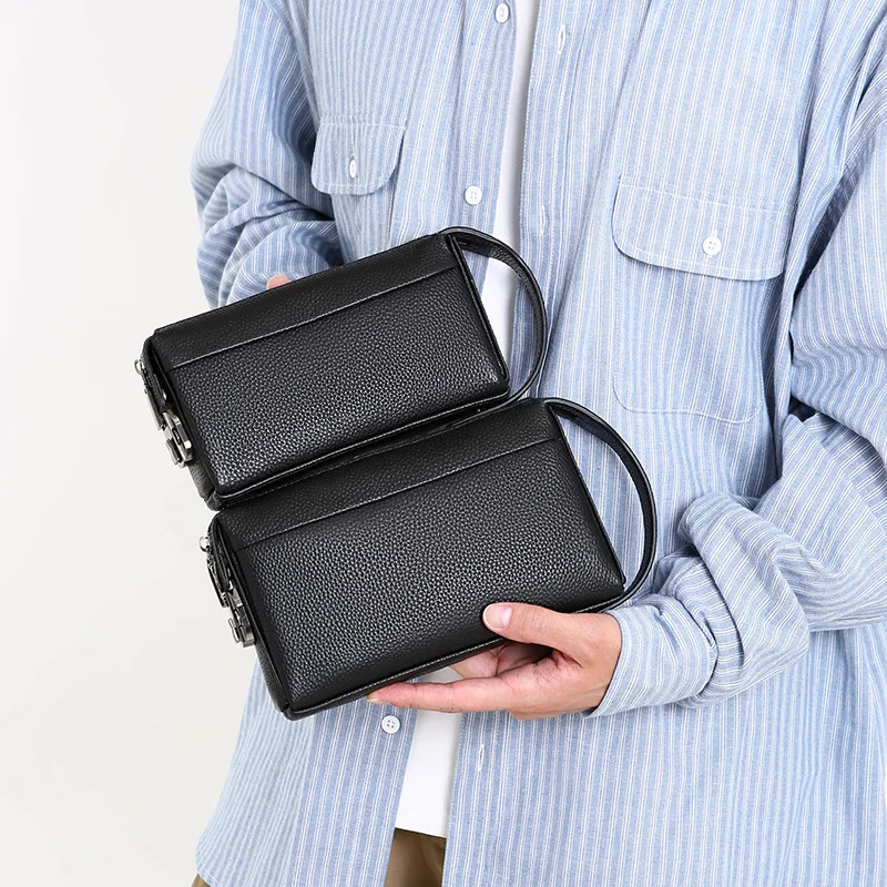 New Men's Combination Lock Anti-Theft Leather Clutch Bag Handbag Business Cowhide Wallet 6-Slot Card Phone Bag Bolso Hombre Sac