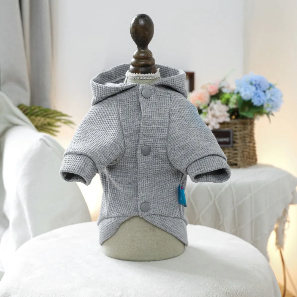 Pet Costume Sunny California Style Dog Hoodie Grey Polyester Dog Sweatshirt Comfortable Handsome Dog Jacket Spring