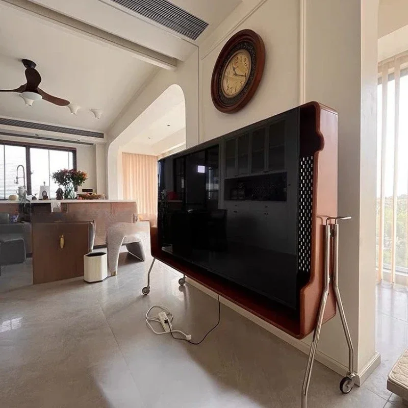 

Customizable Removable TV bracket Small apartment living room solid wood retro TV rack Home Internet celebrity