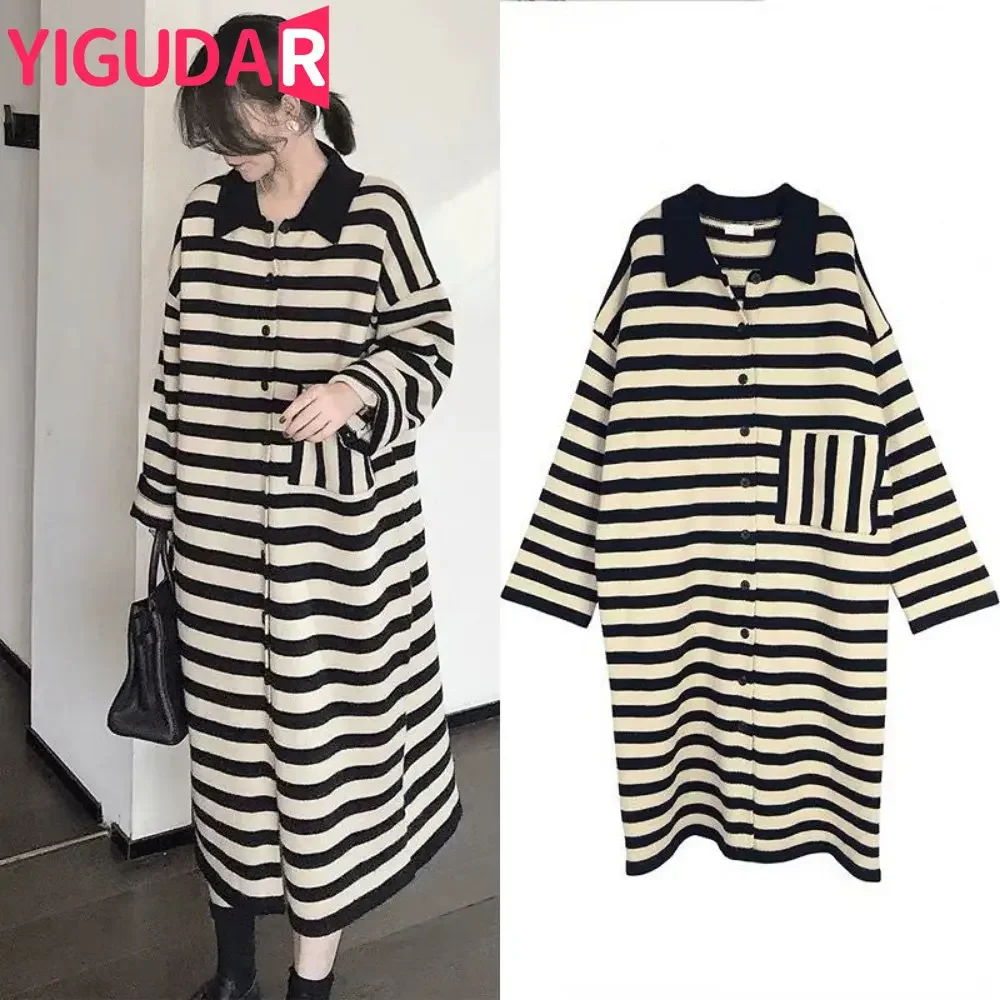 

2025 New Summer Striped Knitted Maternity Long Dress Casual Loose Straight Clothes for Pregnant Women Pregnancy vestidos