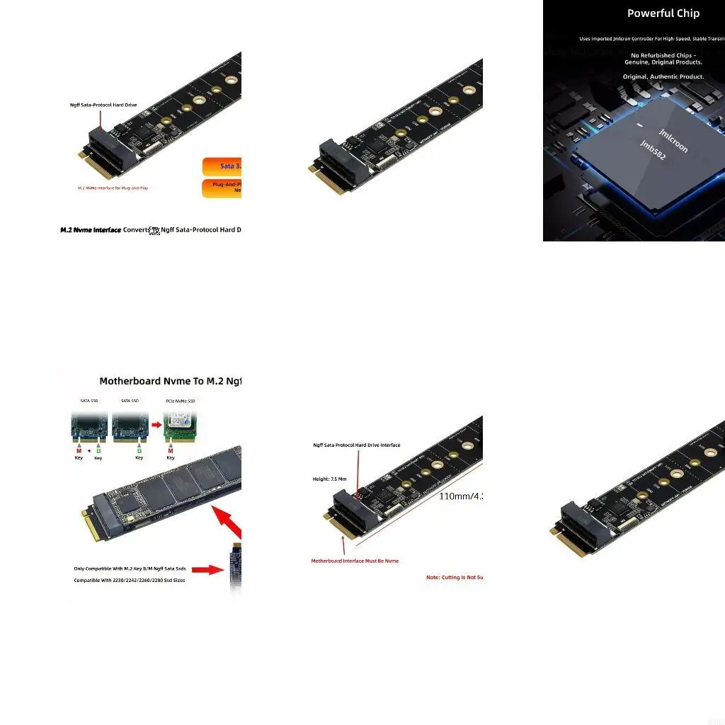 M.2 Drive Card for M-Key Slot, Supports 2230 2242 2260 2280 B and B+M Parts with Common Length Coverage for Desktop 896C