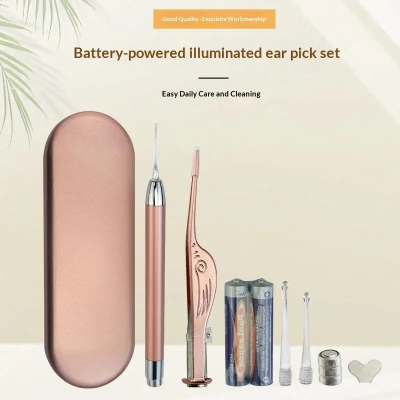 LED Ear Spoon Set Visible Light Ear Wax Removal Tool Kit Safe Ear Pick Tweezers For Kids Adults Ear Care Home