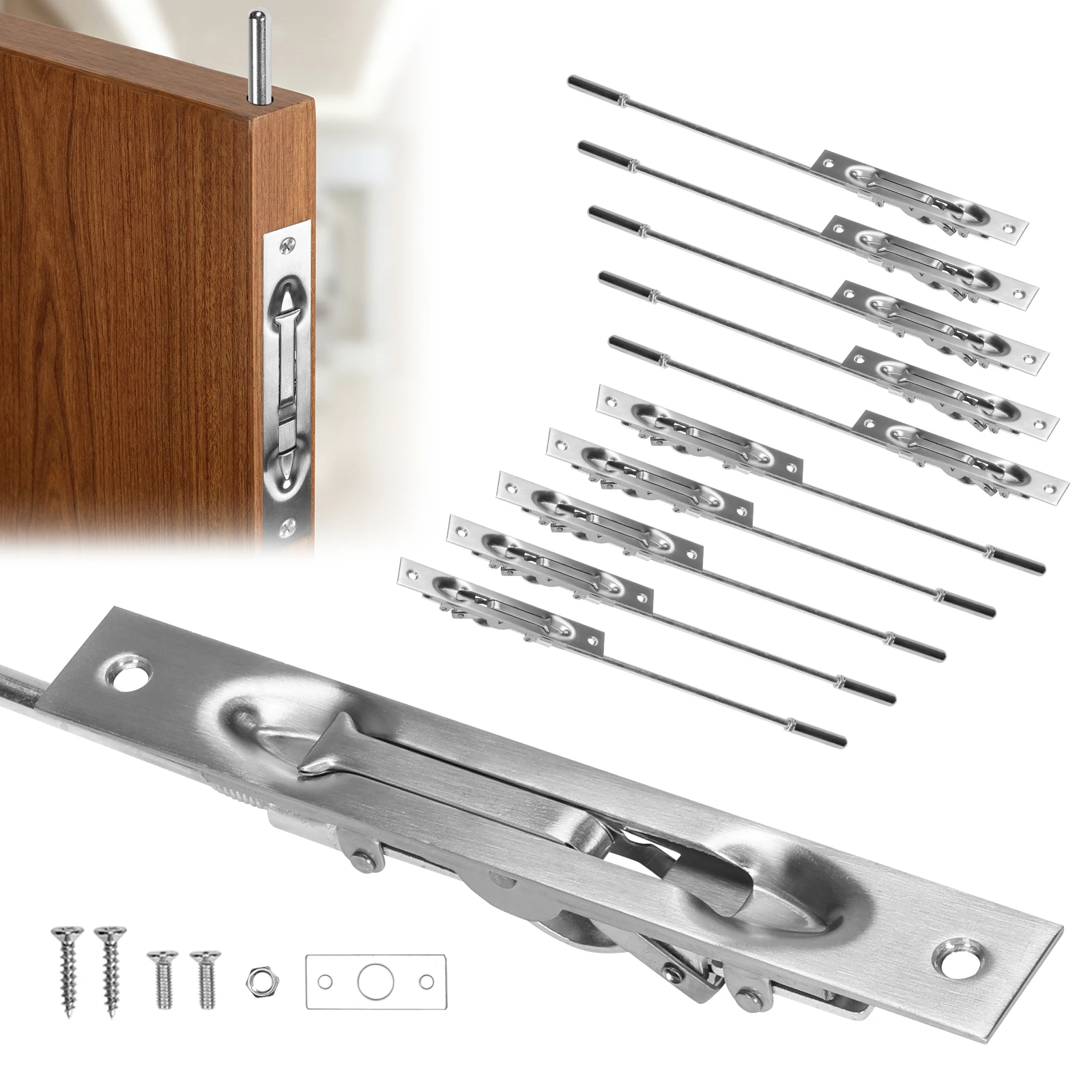 

10 Packs Lever Action Flush Bolt Latch 16.54inch Flush Mount Extension Bolt Solid Stainless Steel for Metal Doors Aluminum Doors