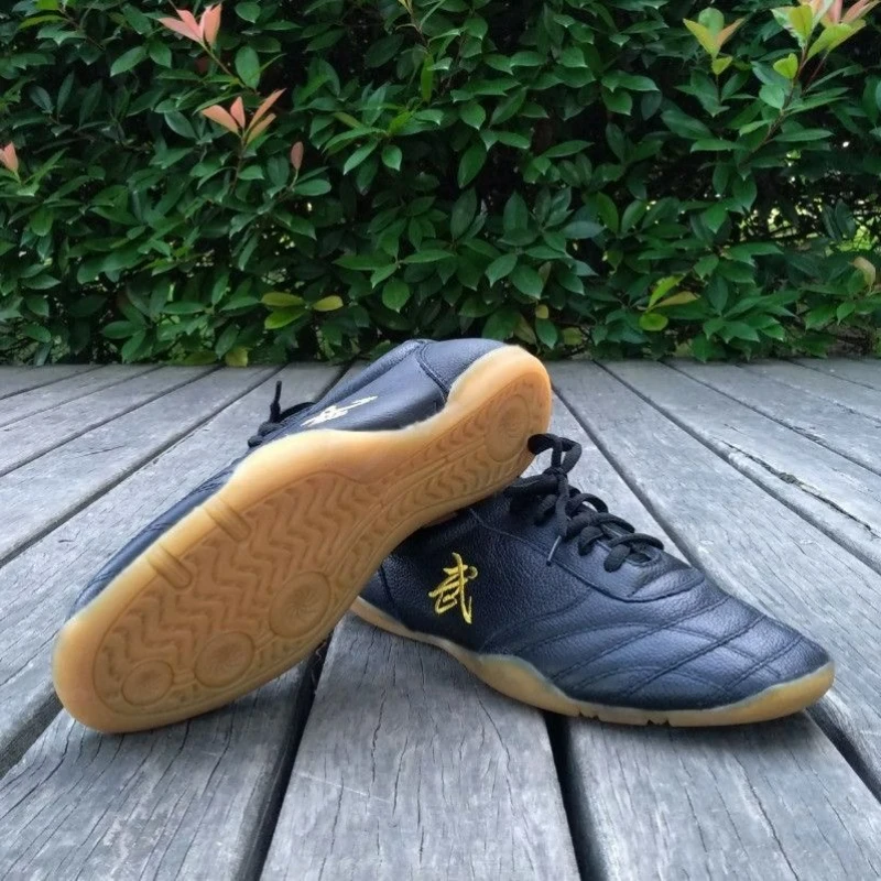 Professional  Tai Chi shoes Mens Womens Black White Leather Martial arts shoe Unisex Luxury Brand Kungfu Shoe for Couples