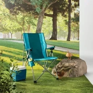 

US 3 Position Tension Recliner Outdoor Portable Camp Chair Green Padded armrests and adjustable back for added comfort