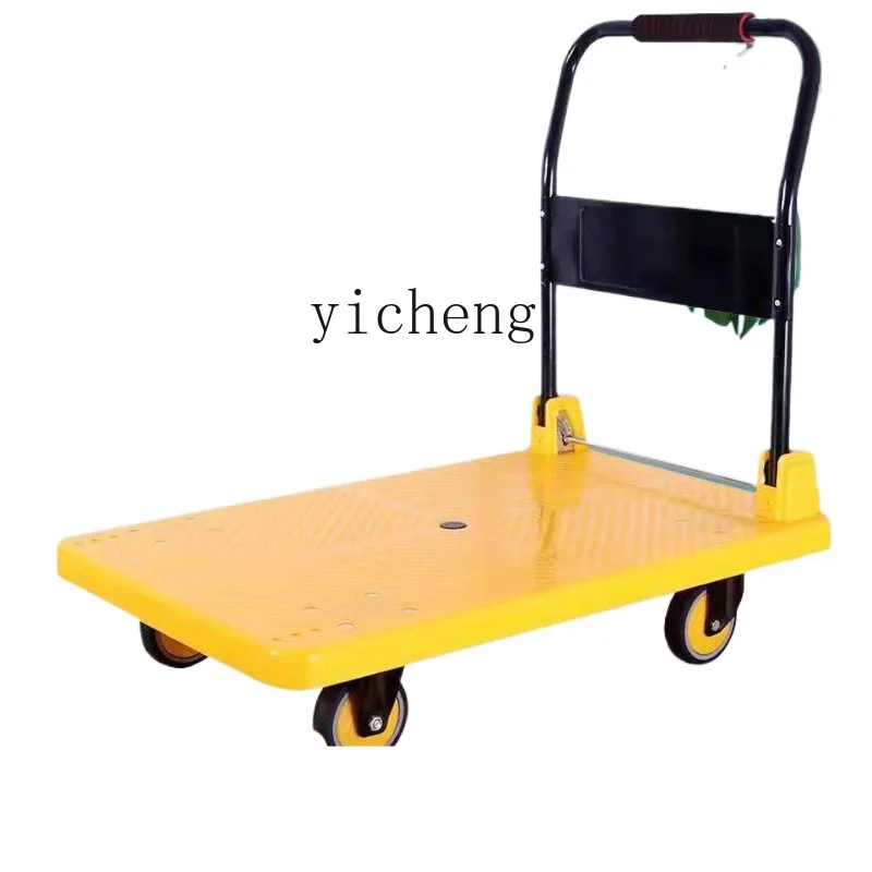 

ZK Handling Treasure Flat Truck Silent Hand Push Trailer Folding Pull Four Wheel Cargo Handling Truck