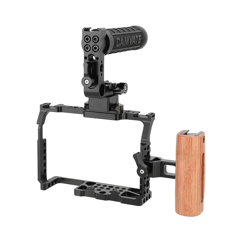 

CAMVATE Full Camera Cage Rig Protective Frame With Rubber Top Handle & Side NATO Handle For Panasonic GH6 Photography Video Rig