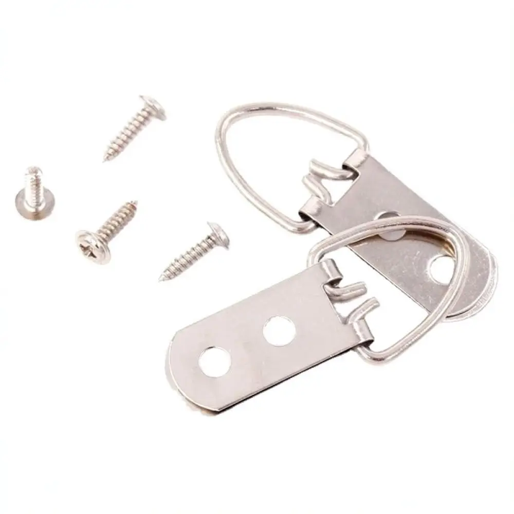 Secure Double Hole D Ring Hooks For Photo Frame Mounting Metal Wall Hardware Durable Carbon Steel Art Accessories