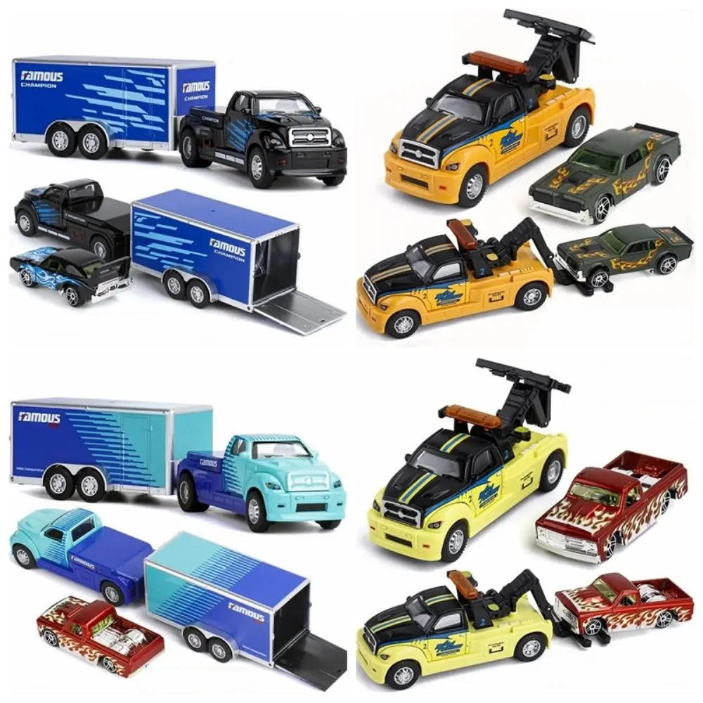 Maßstab 1:64 Legierung Anhänger Modell Druckguss Metall Bewegliche Gelenk Rettungstechnik Fahrzeuge Zurückziehen Transport Fahrzeug