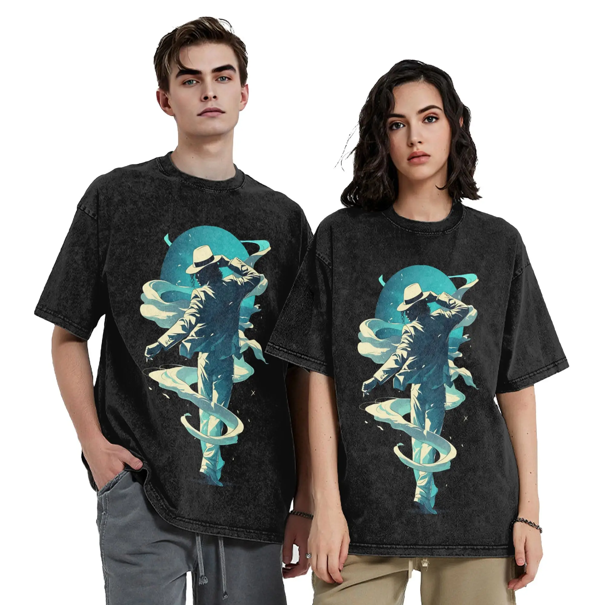 MJ Timeless Dance Washed T Shirts Streetwear Hip Hop Vintage T-Shirts Music Tees for Men Women 100% Cotton Harajuku Printed