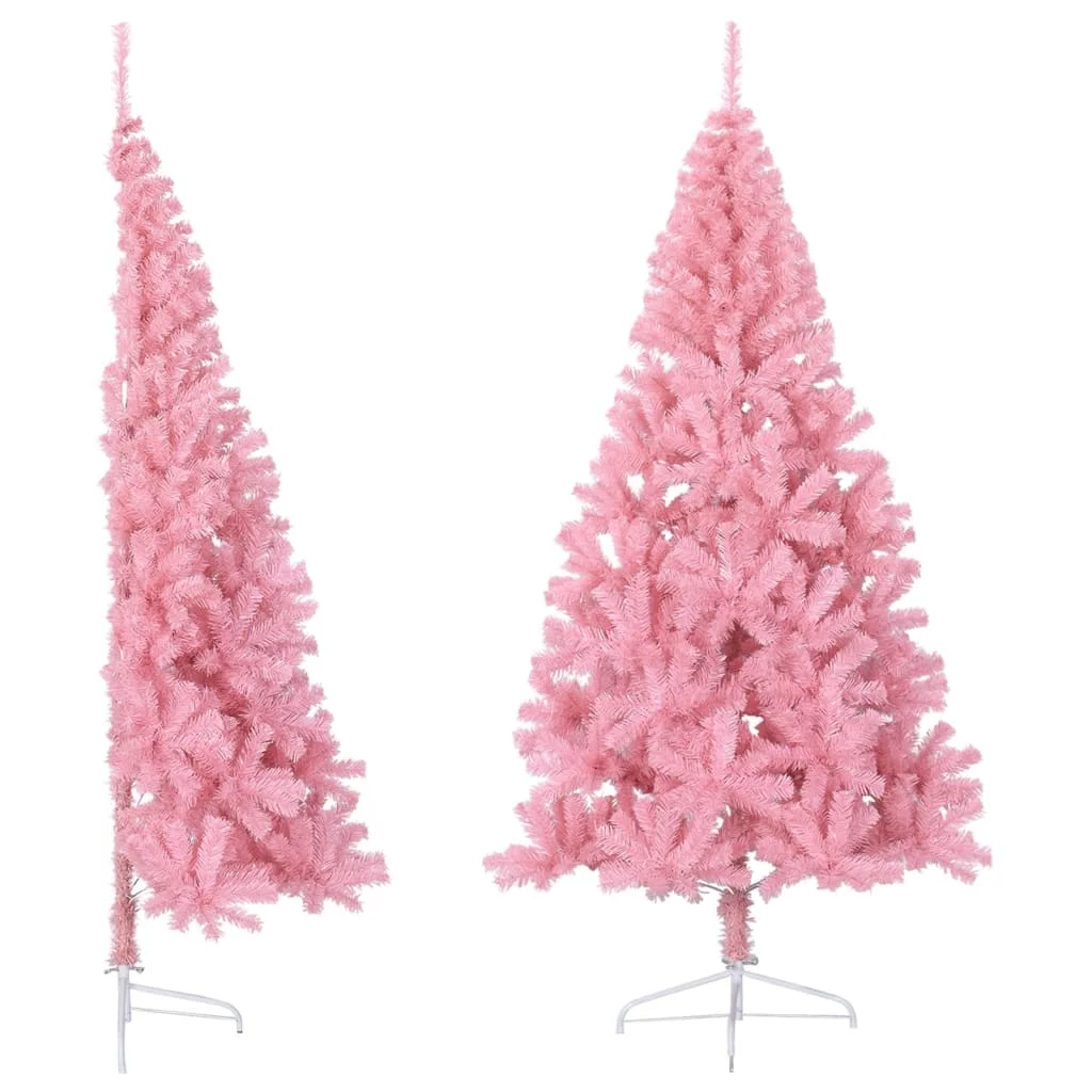 Künstlicher Halb-Weihnachtsbaum mit St?nder Rosa 210 cm PVC