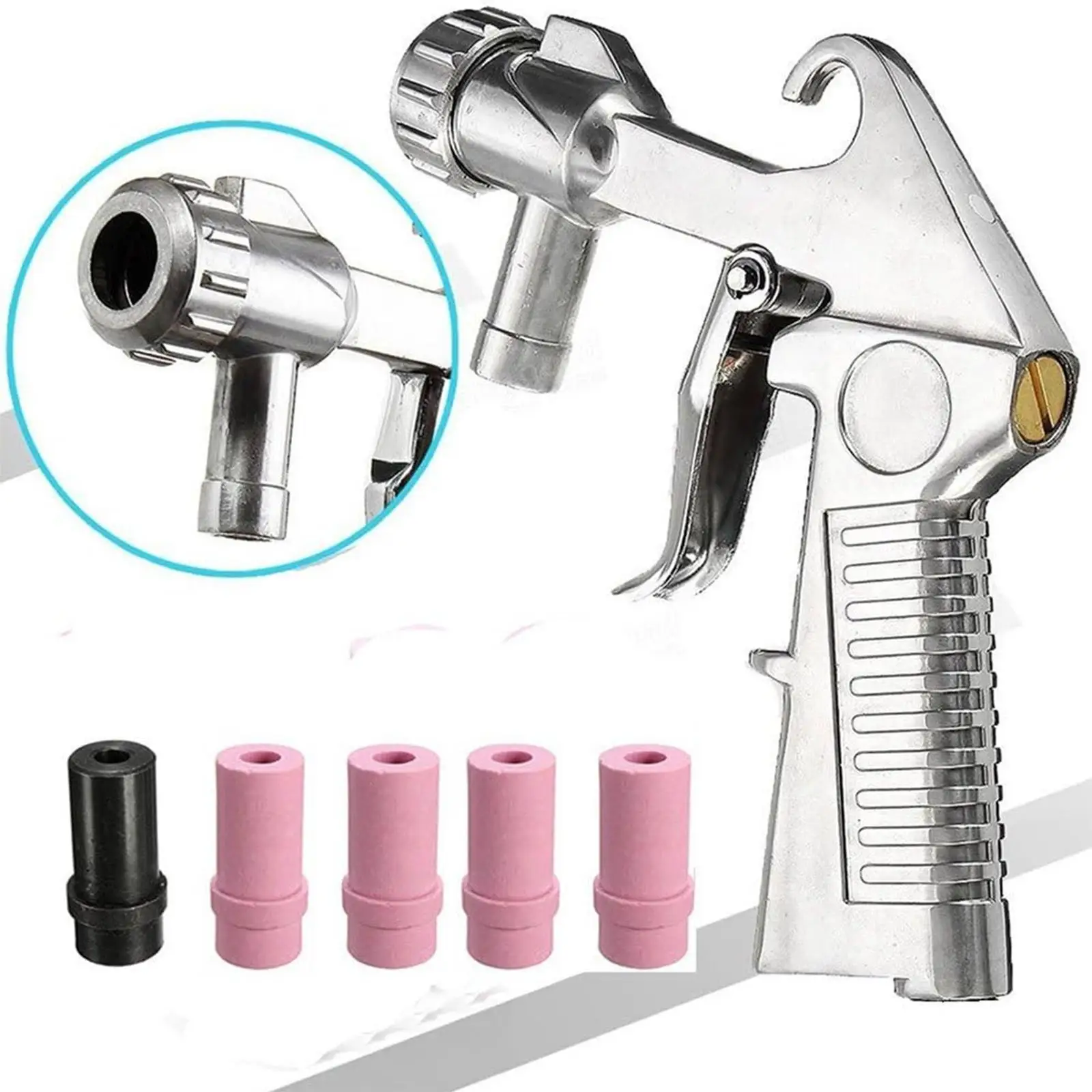 Sand Blasting Kit with Ceramic Nozzle Versatile Portable Derusting with Air Quick Adapter for Media Blasting