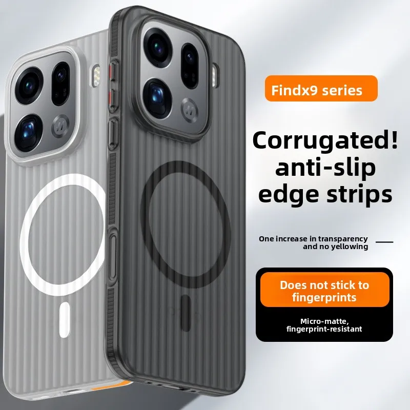 Voor OPPO Vinden X9 Pro Case Nieuwe Anti-slip Rand Gegolfd Magnetische Ijs Mist Anti-drop Cover voor Vinden X9 Schokbestendige Bumper Funda