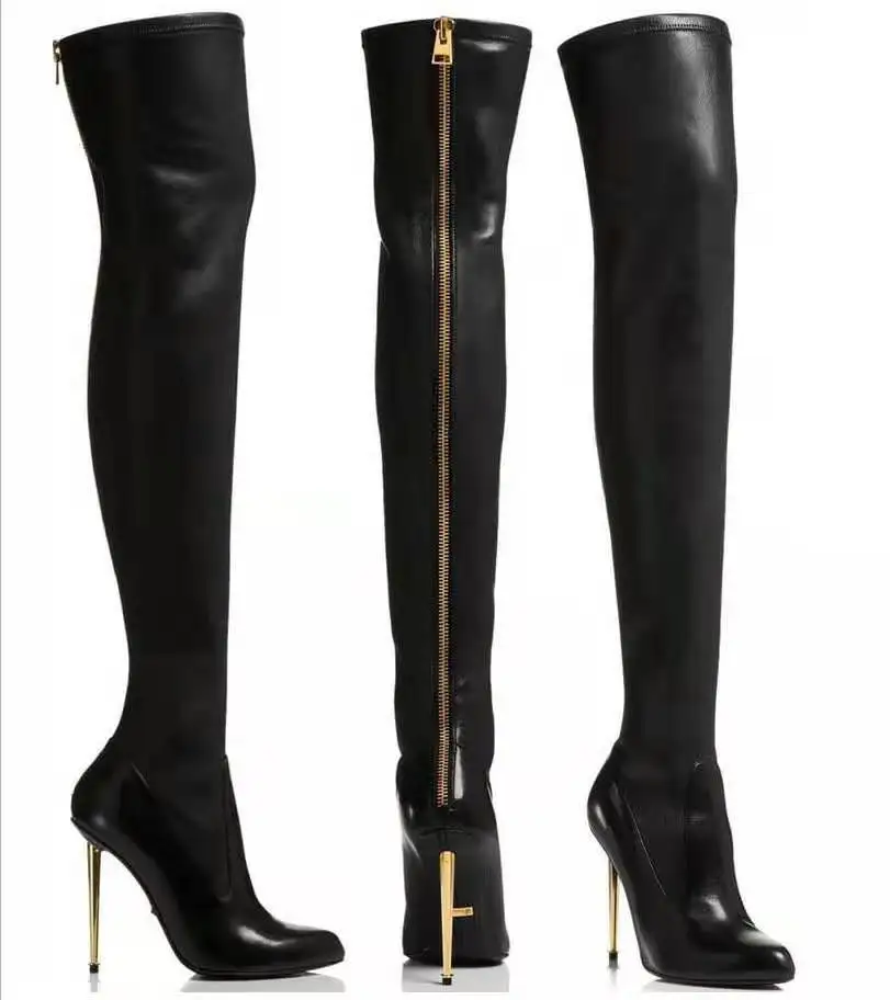 

Metal Stiletto Heels 11cm Women's Over The Knee Boots Big Size 41-46 Comfort Women Shoes With Back Zip