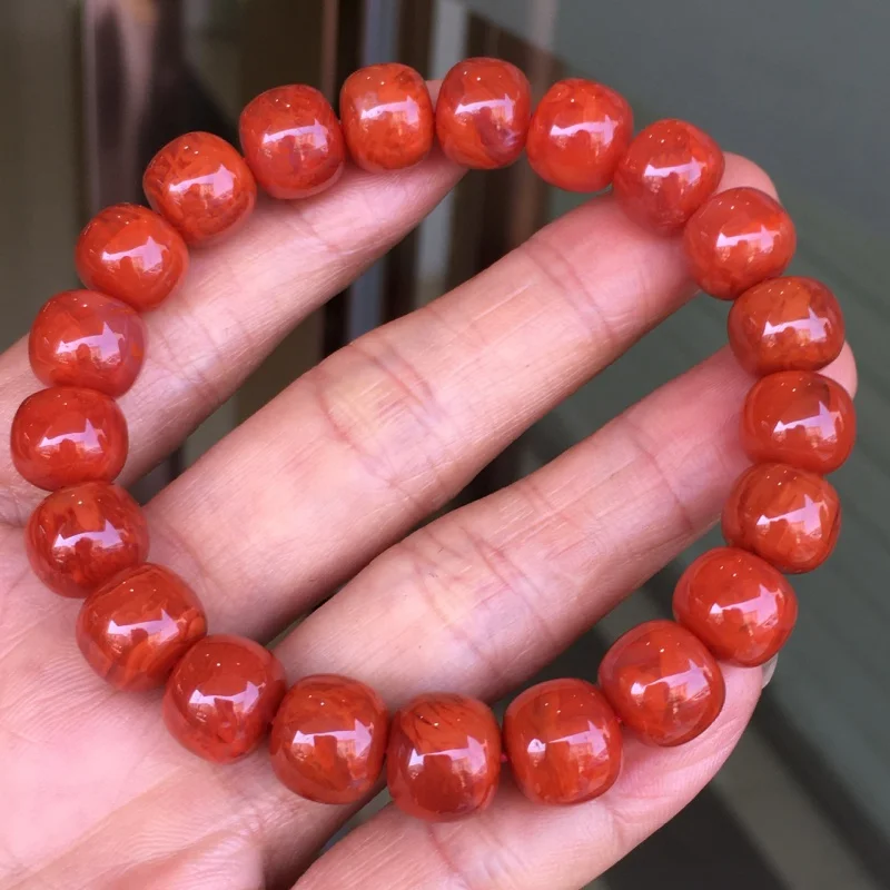 Boutique Tile Southwest Red Old-Shaped Beads Female Color Rosy Single Ring Light Luxury Bracelet