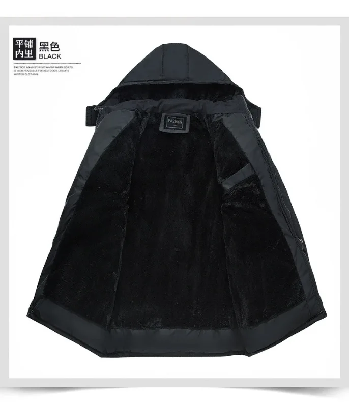 Men Loose Oversized Warm Cotton Parkas Men Thick Fleece Lined Winter Outer Jackets Men Warm Daily Coldproof Tops Elderly Males