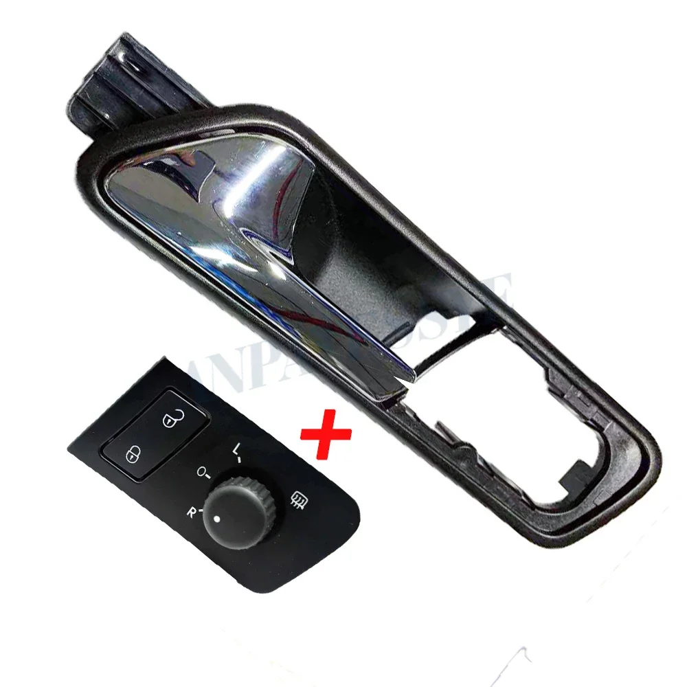 Car Inside Door Handle with Safety Door Lock Swith and Rearview Mirror Control Knob Switch For Touran