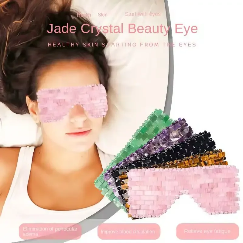 Natural Jade Eye Mask Rose Quartz Eye Mask Massager Sleep Mask Cold Therapy Jade Mask Eye Care Wrinkle Removal Massage Tool Set