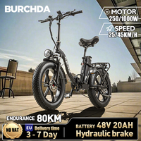 BURCHDA R8V 1000W45KM/H Foldable Electric Bicycle 48V20AH Lithium Battery 20 Inch Fatbike Electric Bike For Adults Motorcycle