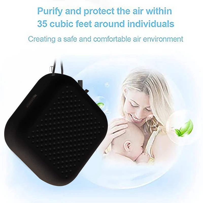 Bộ 2 Máy Lọc Không Khí Cá Nhân Đeo Mini Di Động 250Mah Pin Ion Âm Treo Cổ Máy Lọc Không Khí Xe Hơi