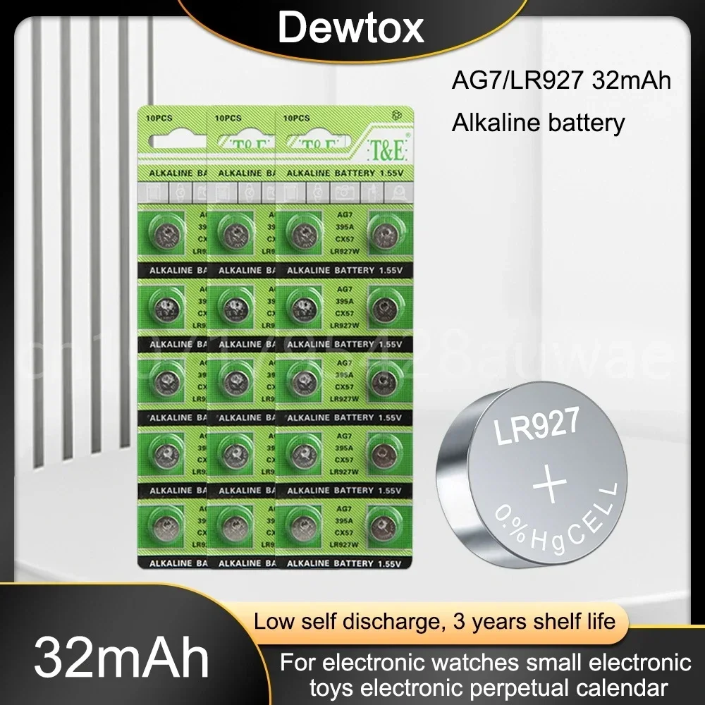 50-200PCS One Card AG7 L927 395 SR57 SR927SW 195 LR927 399 523 610 613 Button Coin Cell Alkaline Battery 1.55V Long Life