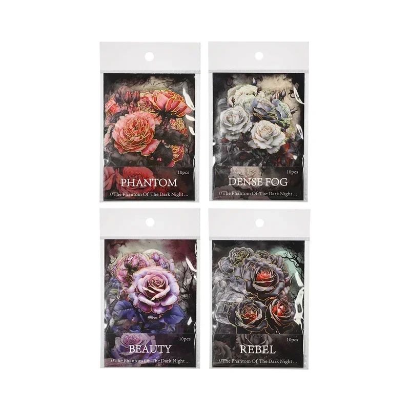 10Sheets Floral Sticker Phantom Background Night Gothic Rose Materials School Supplies DIY Handbook Scrapbook 157*98MM
