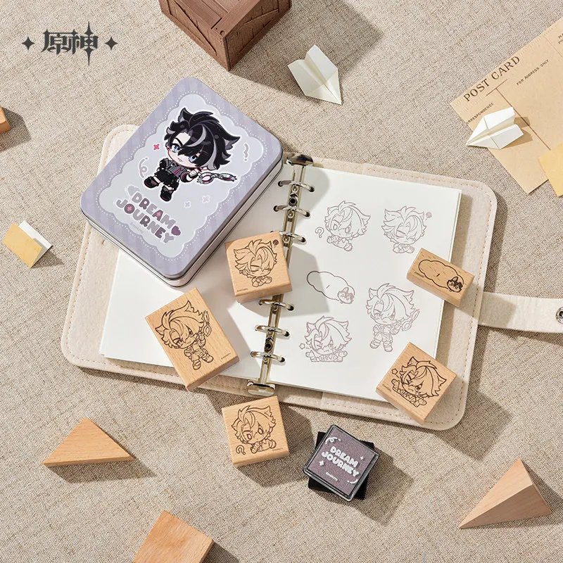 Original Wriothesley Badge folding fan Keychain Pendant Seal Storage Box sticker pack Genshin Impact Cosplay ornament Xmas gift
