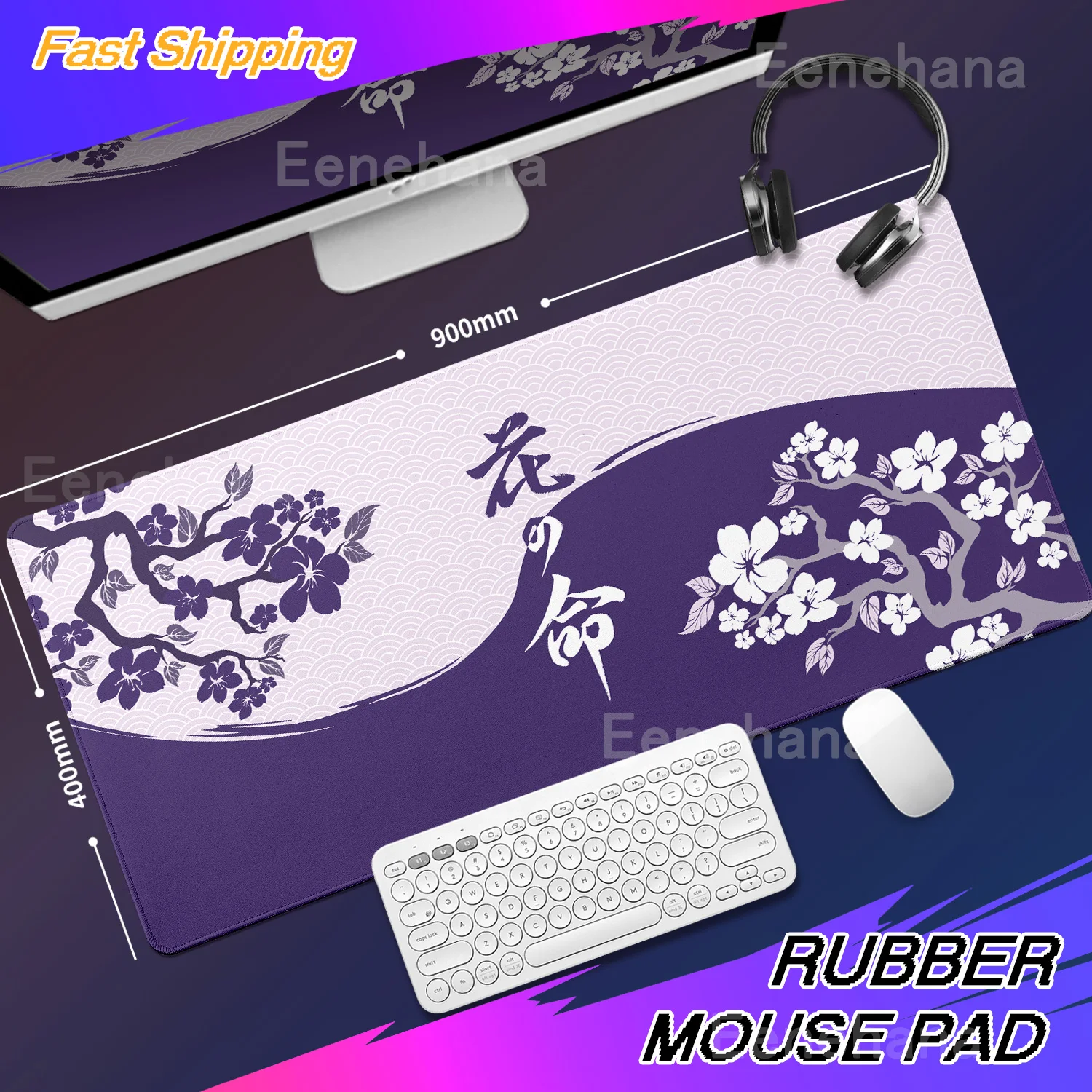 HD Black and White Yin-Yang Flower Mouse Pad PC Gaming Extended Mousemat Large Desk Pad Gamer Non Slip Rubber Mousepad 900x400