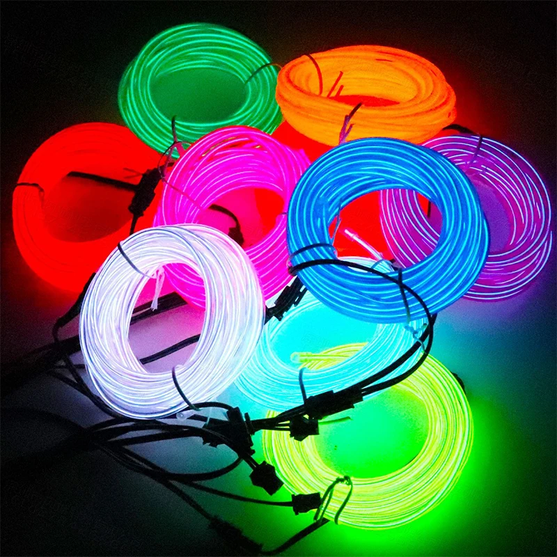 LED Neon EL Wire Cable Glowing Props for Party Cosplay: Luminous Accessories that Shine in the Dark, Perfect for Birthday Decor