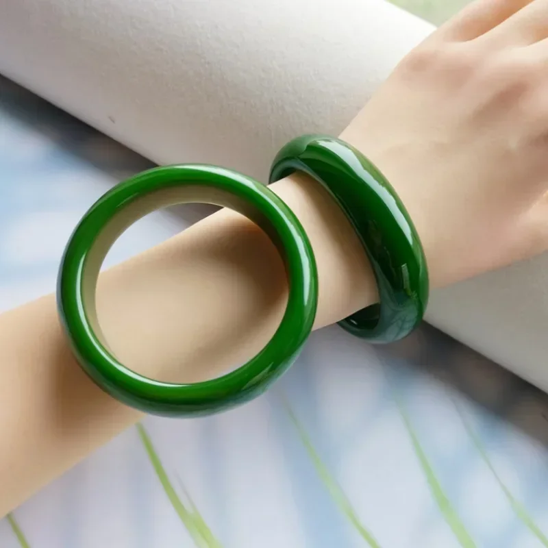 

Natural Hetian green jade bracelet jade bangle high quality bangle ice glutinous seed bangle high quality simple bracelet charm