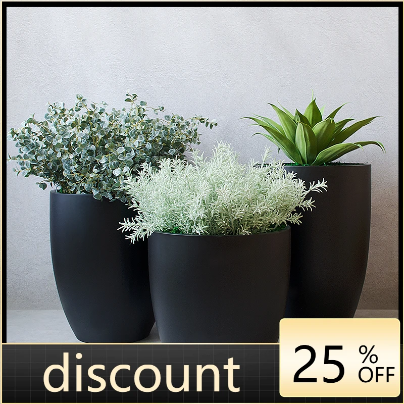 

LTT simple cement floor-to-ceiling large vase flower arrangement set round flower device