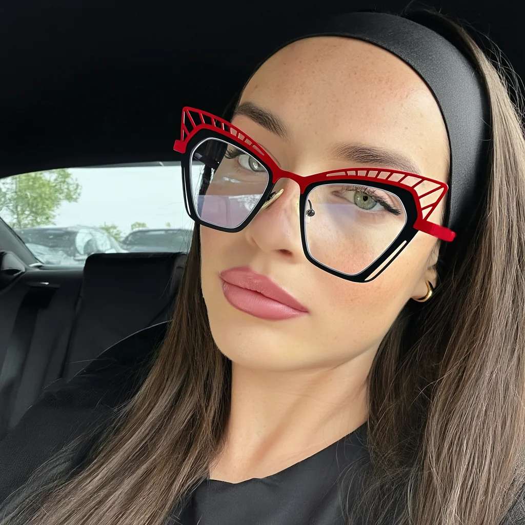 Stylish Cat Ear Blue Light Blocking Glasses: Personality-Showcasing, Full Metal, Ideal for Multi-Scenarios