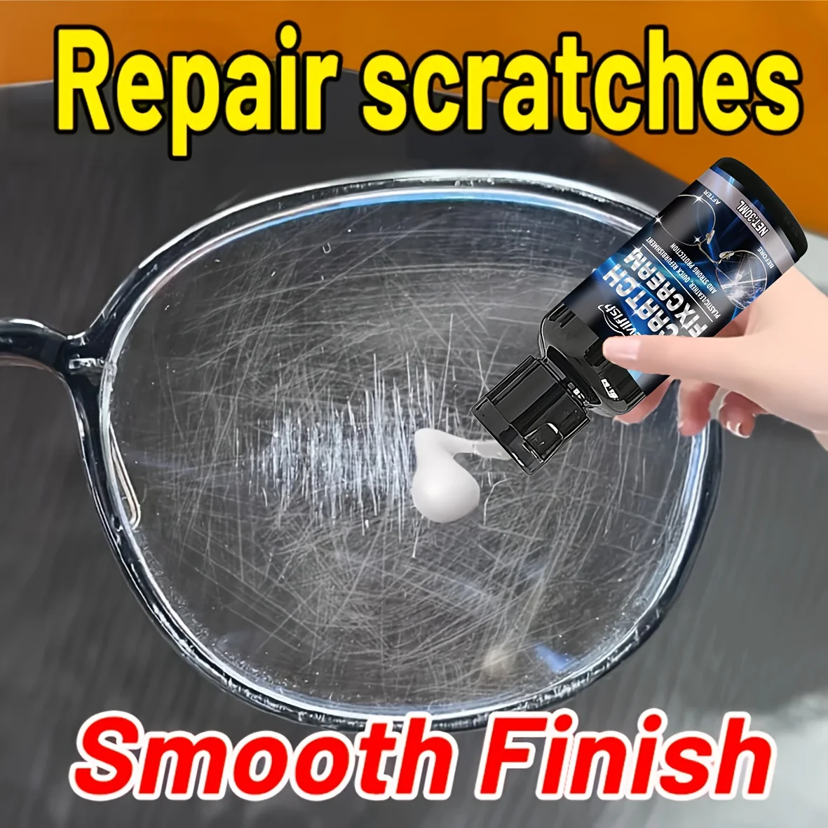 Multi-Purpose Glass & Lens Scratch Repair Kit, Glass Lens Scratch Repair Polishing Cream, Restores Clarity,Anti-Scratch Care
