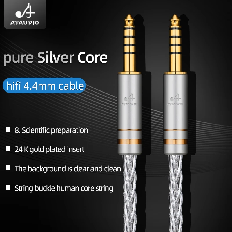 ATAUDIO HiFi Pure Silver 4.4mm to 4.4mm Audio Cable Balanced Headphone Upgrade Cable for Fostex T60RP T20RP T50RP Headphones