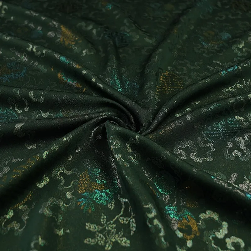 New Chinese-style upper garment Hanfu cheongsam and waistcoat fabric made of woven gold pure silk