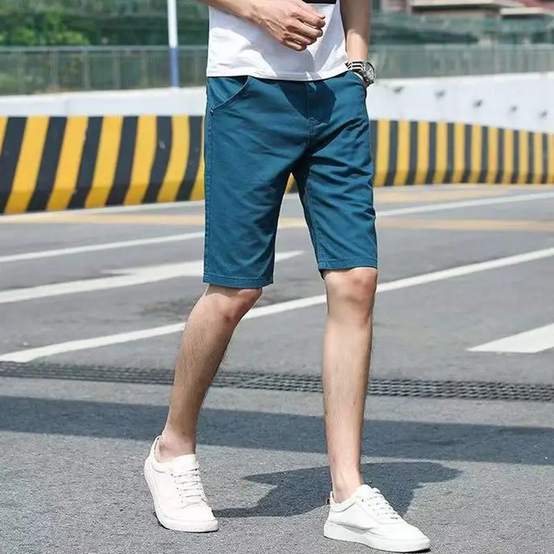 2024 Summer Ultrathin Straight Self Cultivation Versatile Handsome Comfort Leisure Solid Color Fashion Men's Clothing Shorts