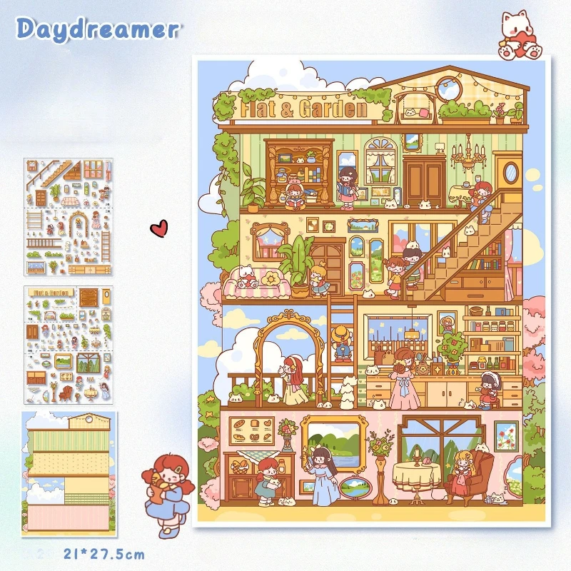 حجم كبير التصميم الإبداعي المشهد ملصق لطيف الكرتون غرفة تخطيط المشهد ملصق DIY ديكور 3D التراص ملصق الاطفال هدية