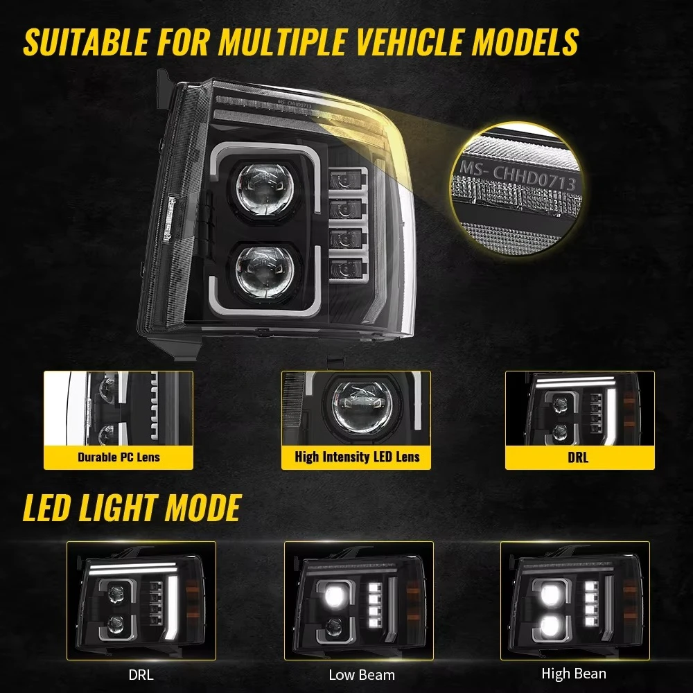 Auto Truck Accessories LED Headlight For 07-13 Silverado Side Marker Light Assembly For Chevy Headlamps