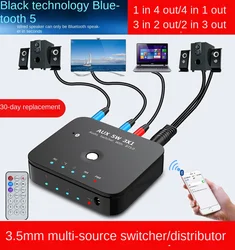 Multifunctional HIFI Bluetooth 5.0 Audio Receiver 3.5mm 1 in 4 out Audio Splitter 3 in 1 out Switching Multi-Source Converter