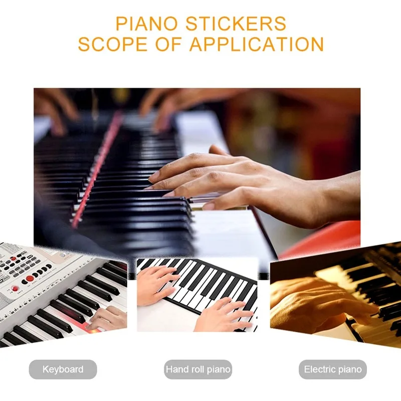 32/37/54/61/88 Key Piano Stickers PVC Transparent Piano Keyboard Piano Stave Electronic Keyboard Name Note Sticker Accessories