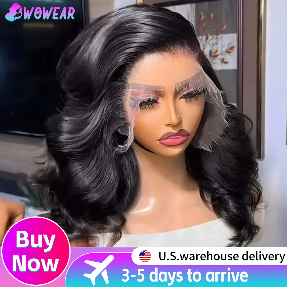 

Бразильский объемный волнистый короткий парик Боб 13x4 HD Прозрачный кружевной фронтальный парик для женщин с натуральной линией волос 180% 200% плотность 220%