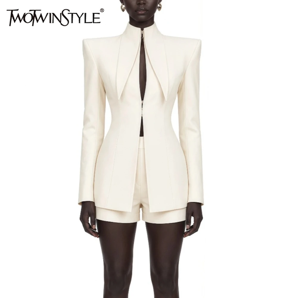 TWOTWINSTYLE Ausgefallene Damenjacken mit Stehkragen, Langarm, Elegante Schlanke Jacke für Luxuriöse Trendige Anlässe, Sommermode Neu