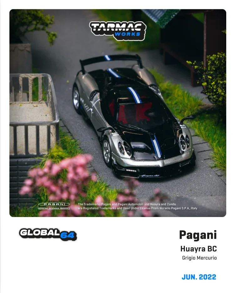 

TW Tarmac Works 1/64 Pagani Huayra BC Grigio Mercurio Model Car