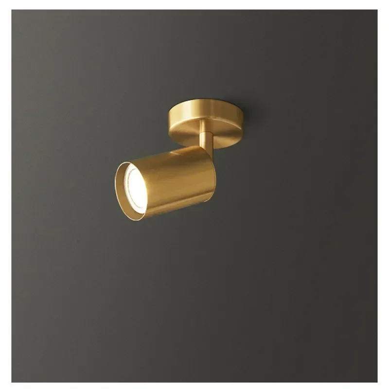 TechHPLED Wall Mounted Spotlights All Copper Nordic Simple Downlights Gold Bar Table Living Room Ceiling Free Opening Lamp