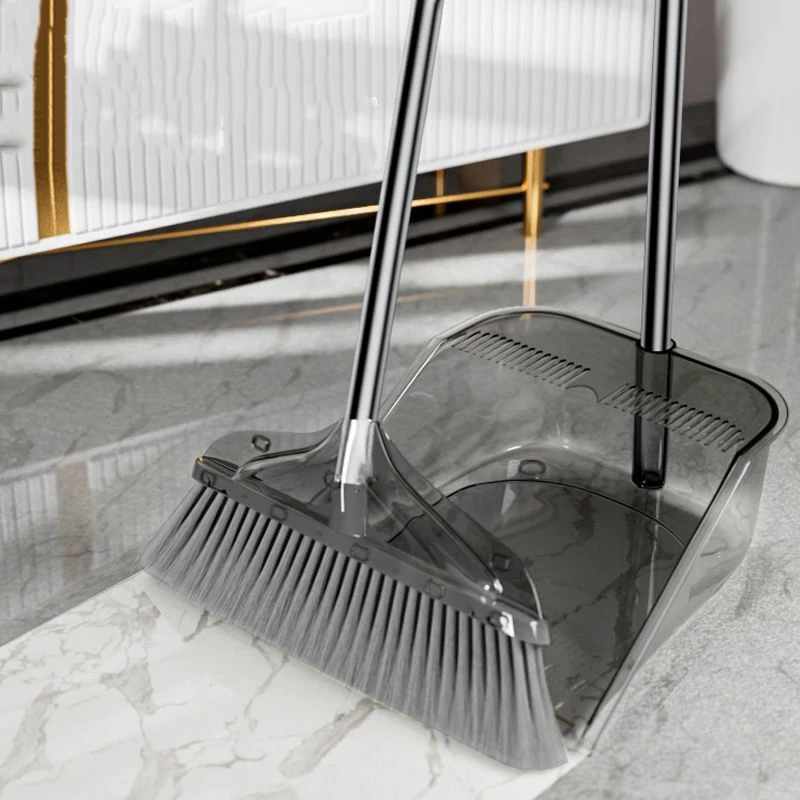 Stainless Steel Rod Broom Dustpan Set Household Upright Cleaning Tool Large Size Sweeper Dust Pan Wiping Board