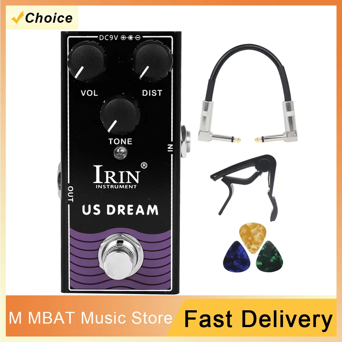 

IRIN RF-04 US DREAM Distortion Гитарная педаль эффектов с высоким коэффициентом усиления искажений, ламповый усилитель, имитация гитарной педали