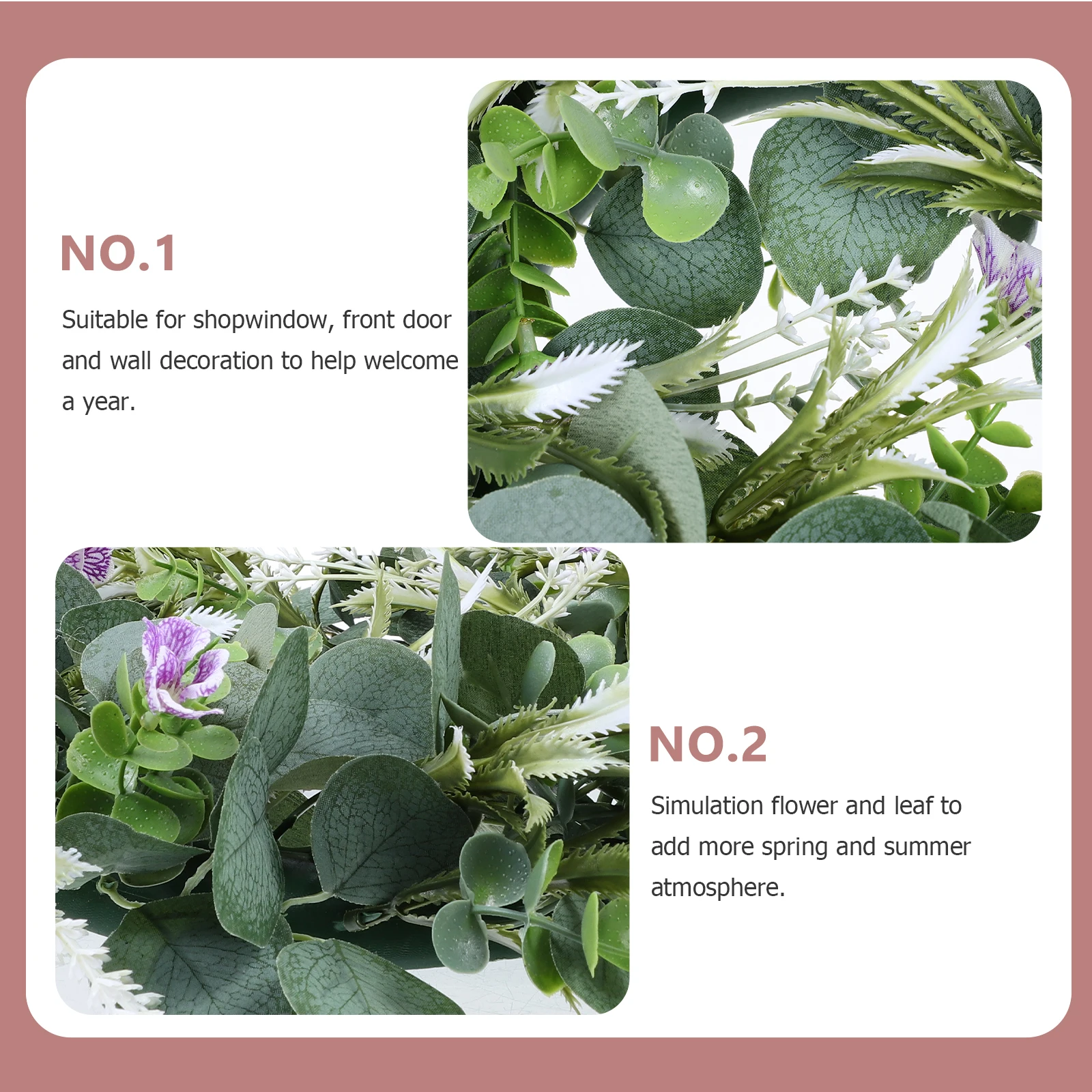 

Premium Plastic Hanging Wreath For Front Door Wall Spring Eucalyptus Artificial Violet Decor No Water Needed